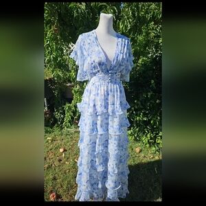 Storia Light Blue Floral Maxi Dress